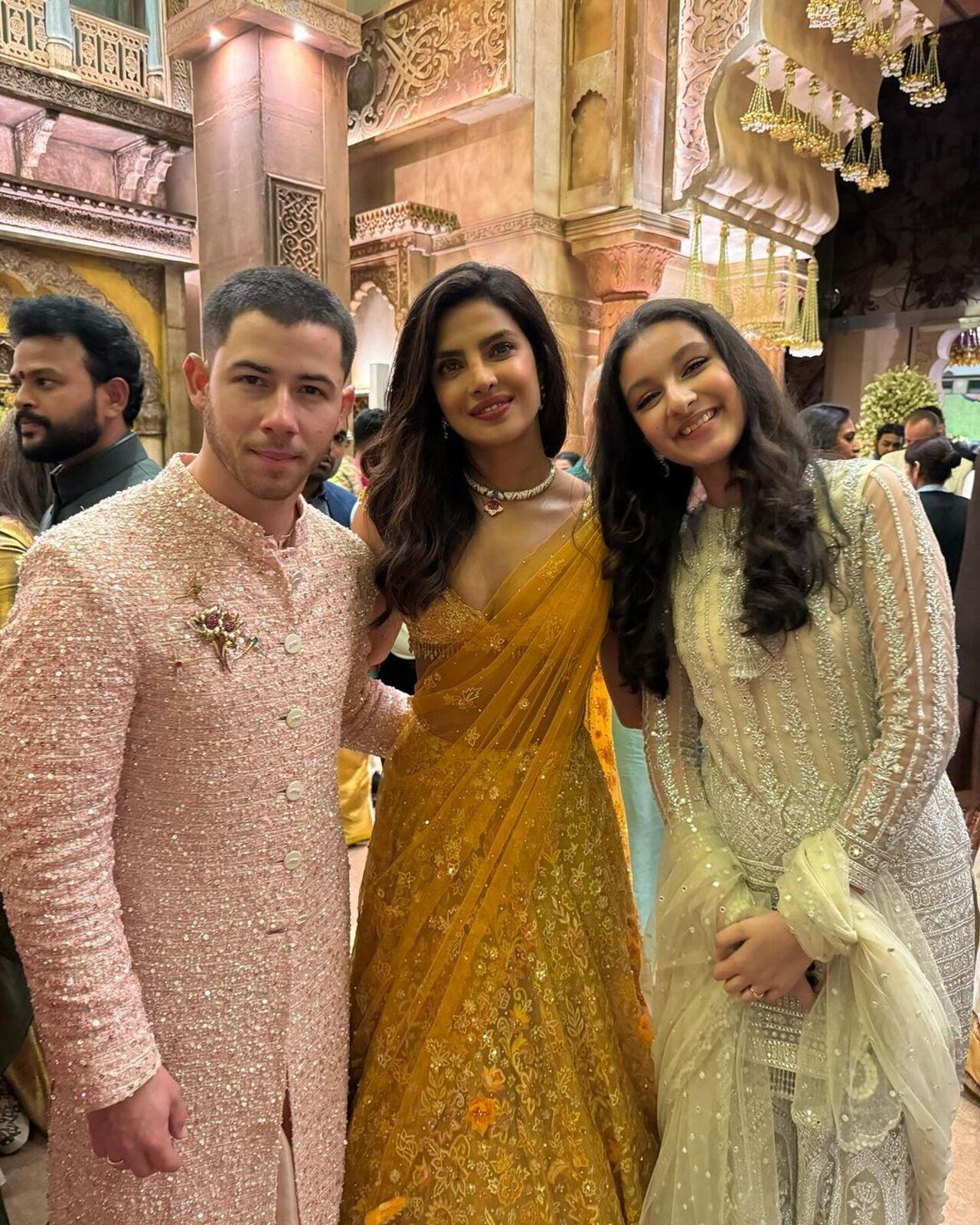 Sitara poses with Priyanka Chopra and Nick Jonas on the wedding day
