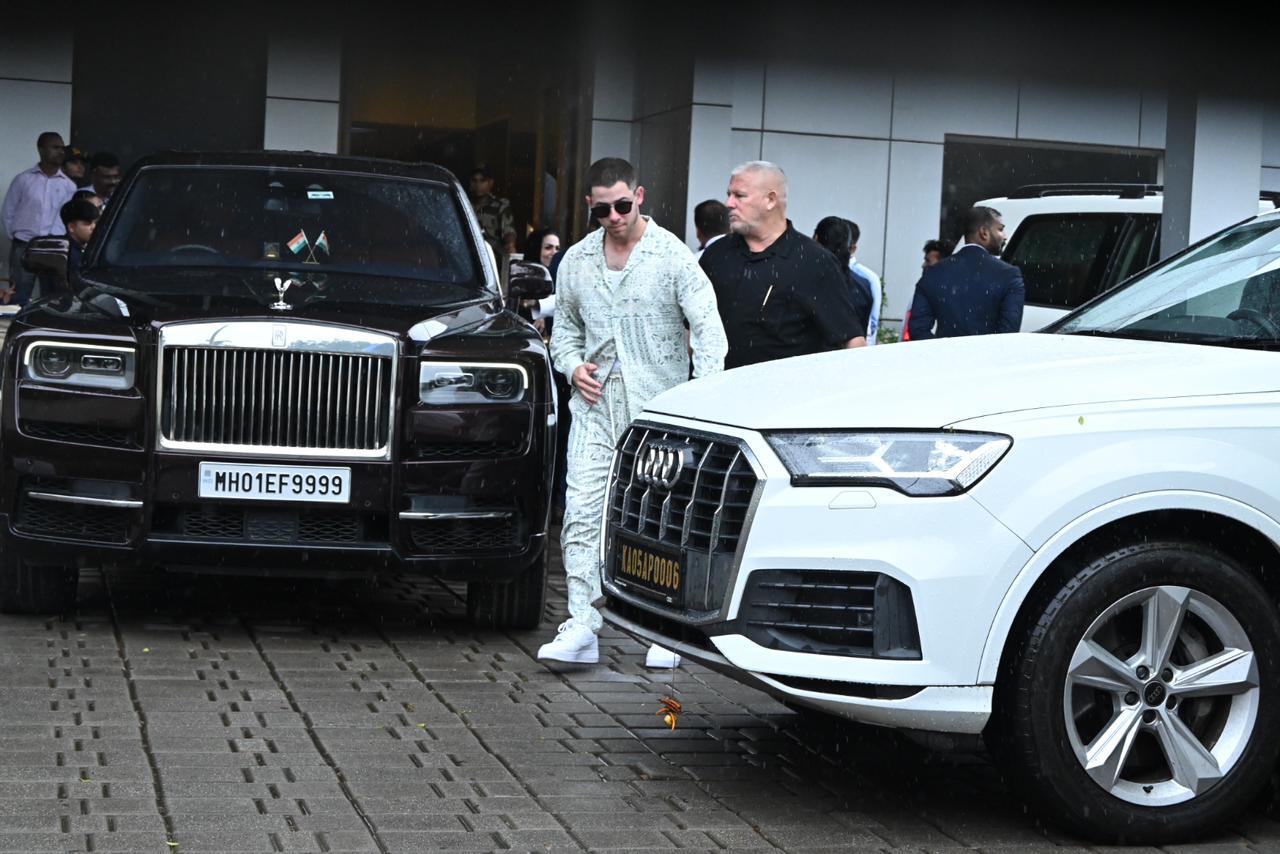 Nick Jonas was seen arriving at the private airport in Mumbai