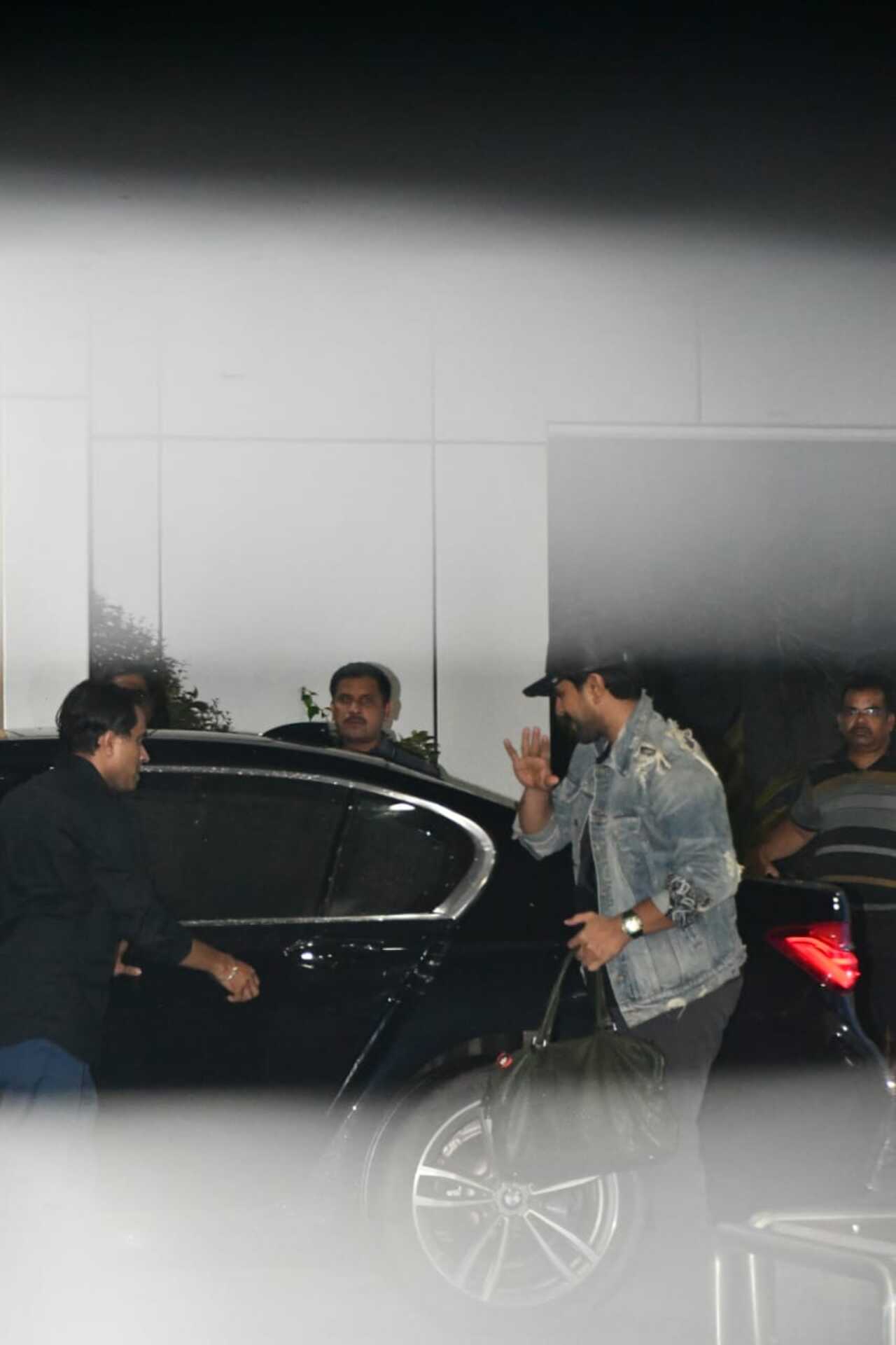 The actor was spotted in a denim look as he arrived in Mumbai