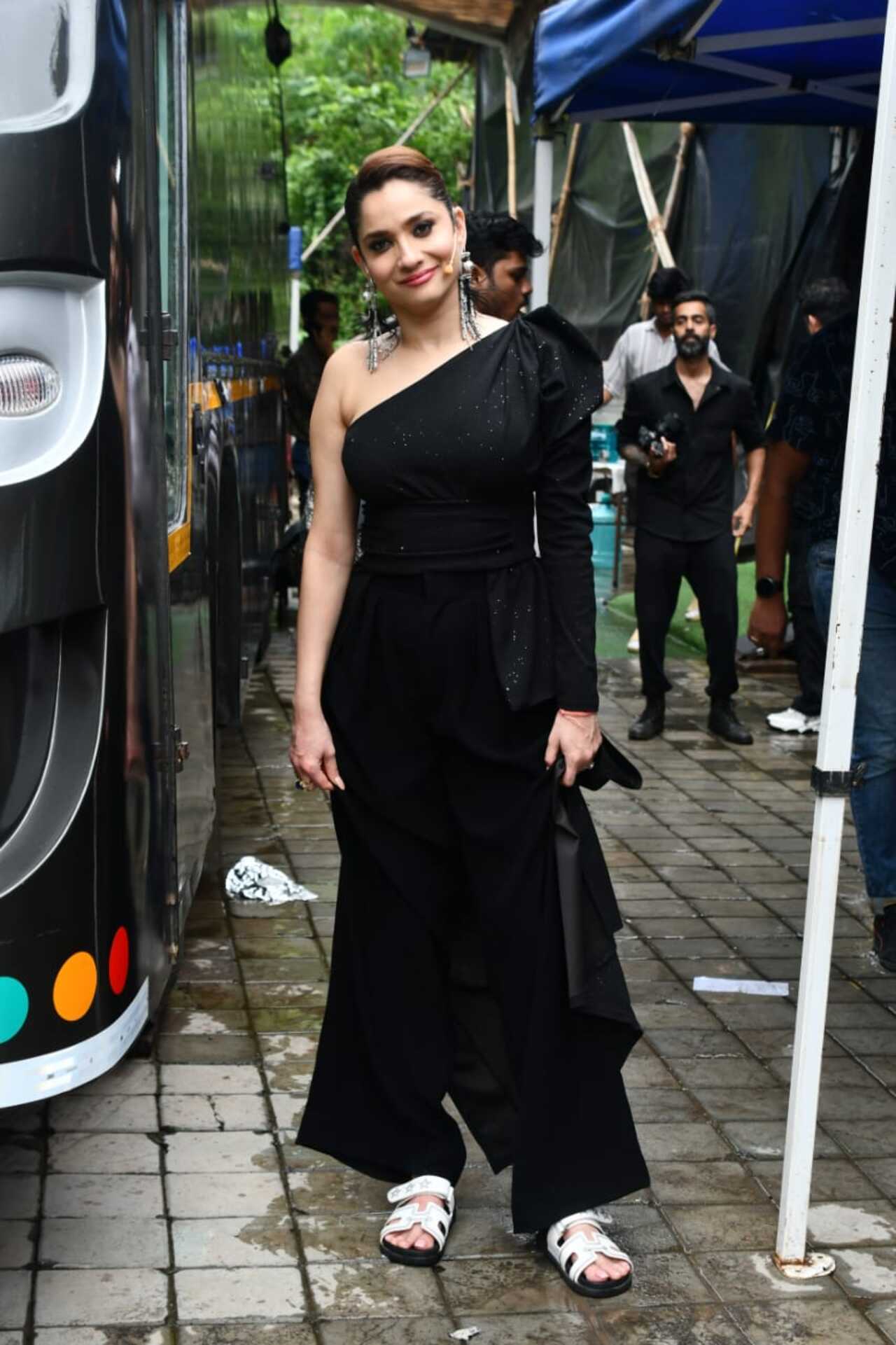 Ankita Lokhande spotted in a black outfit for the shoot of Laughter Chefs