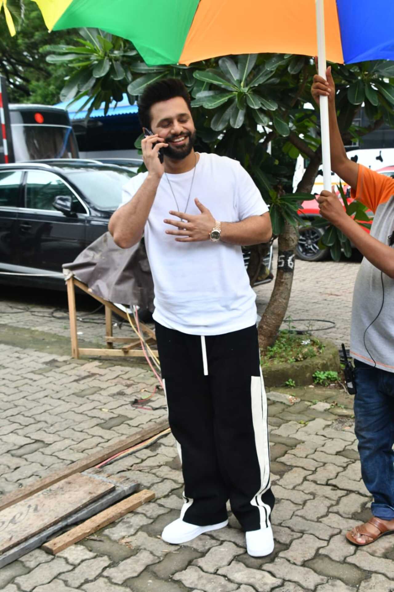 Singer Rahul Vaidya snapped in a candid mode on the sets of Laughter Chef