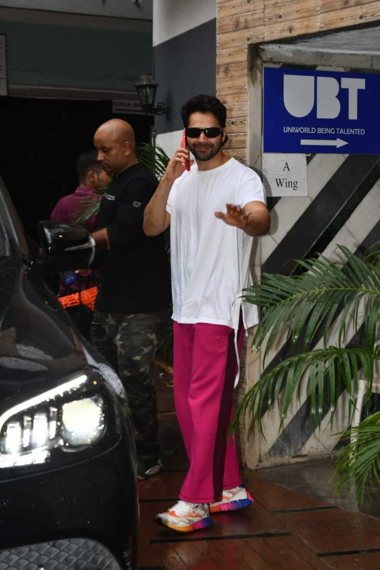 Varun Dhawan was spotted in the city in tracks and a t-shirt