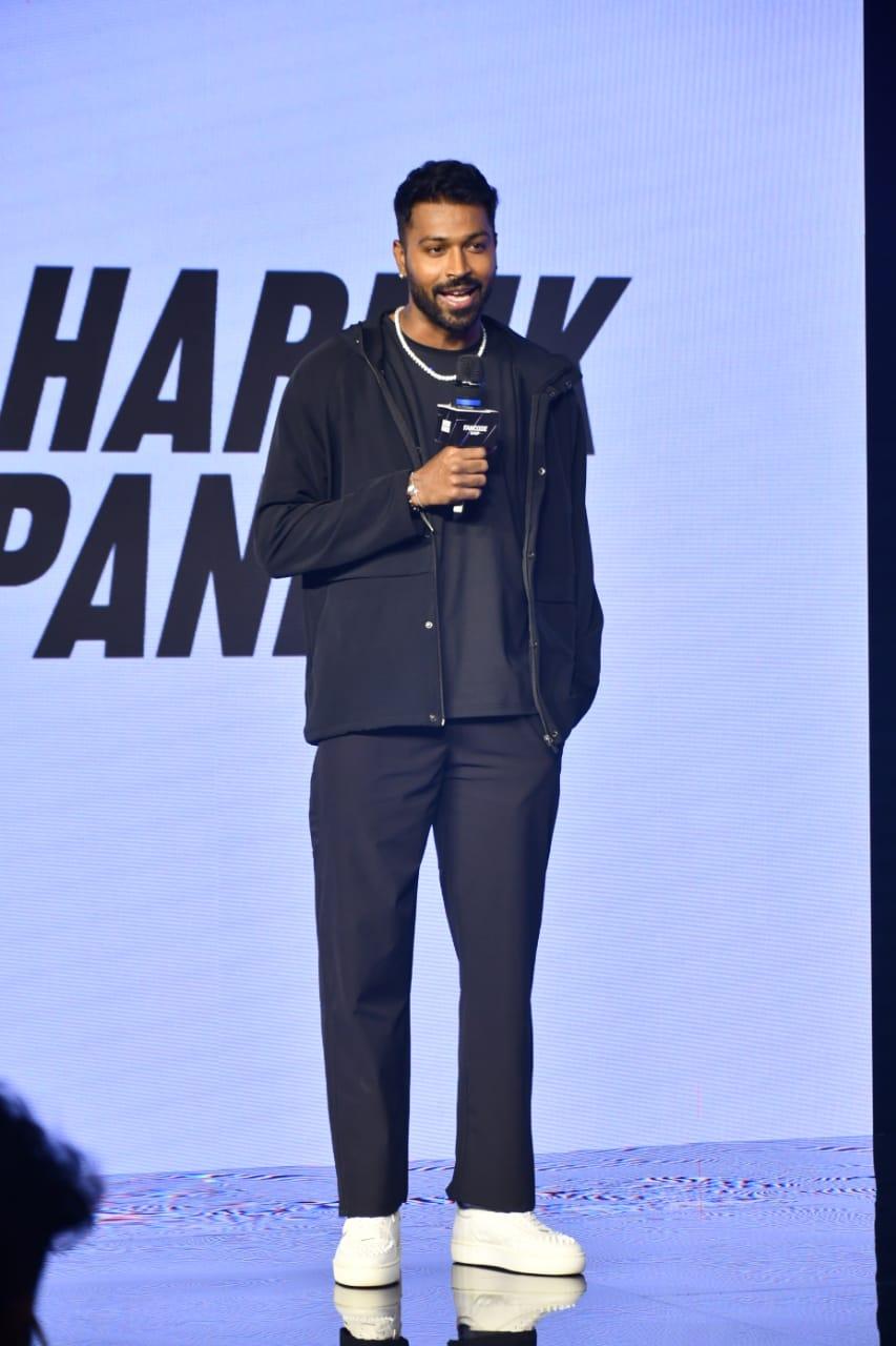 Hardik Pandya was clicked at the launch of his new activewear brand 