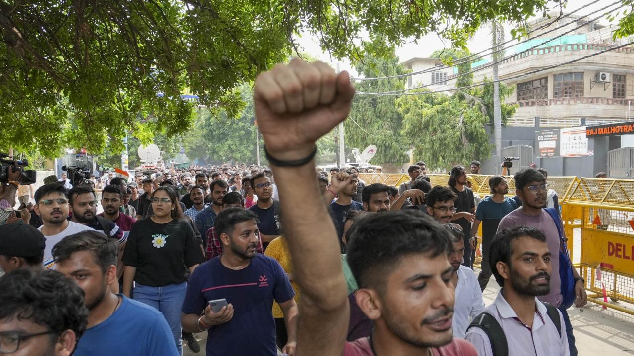 The protesting students are demanding compensation of Rs 5 crore to the victims' families, details of the FIR filed, a committee report within a specified time and a prohibition on using basements for libraries and classes in Delhi, another protester said
