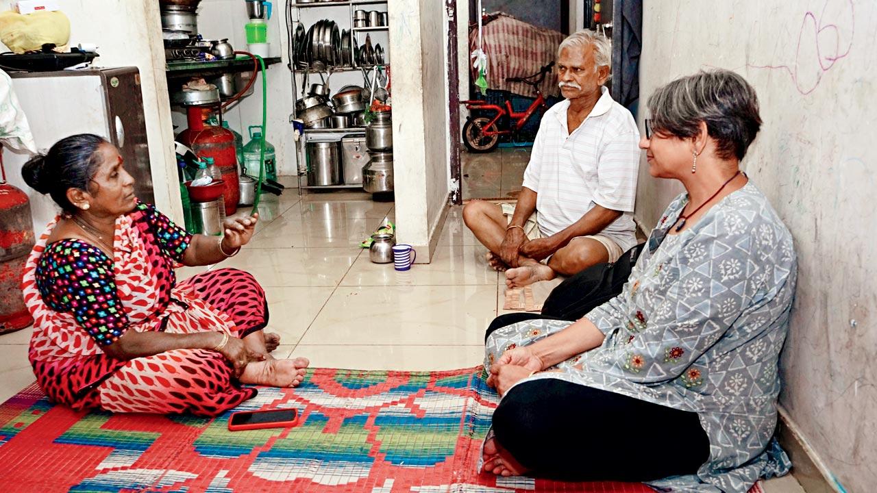 Chai Pe Charcha: Interviewer Sanskriti Menon (right) with Saru and Shyam Waghmare