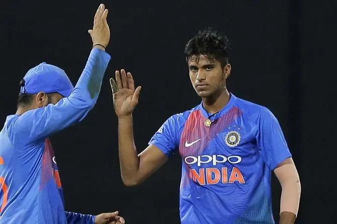 Completing his quota of four overs, Washington Sundar claimed three wickets for 15 runs