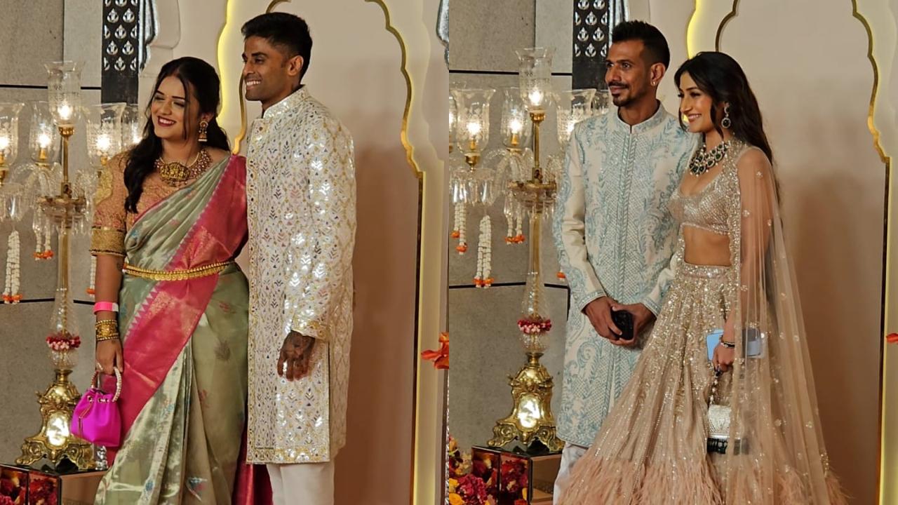 Team India's premier batsman Suryakumar Yadav with his wife was also seen at the wedding. India's star spinner Yuzvendra Chahal along with his wife Dhanashree also arrived at the grand wedding in Mumbai