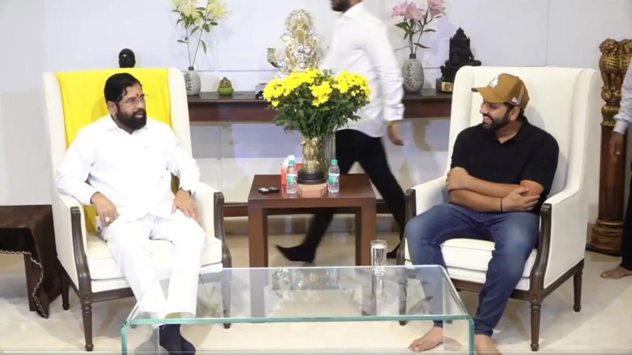 CM Shinde felicitates Rohit Sharma, 3 other members of Team India