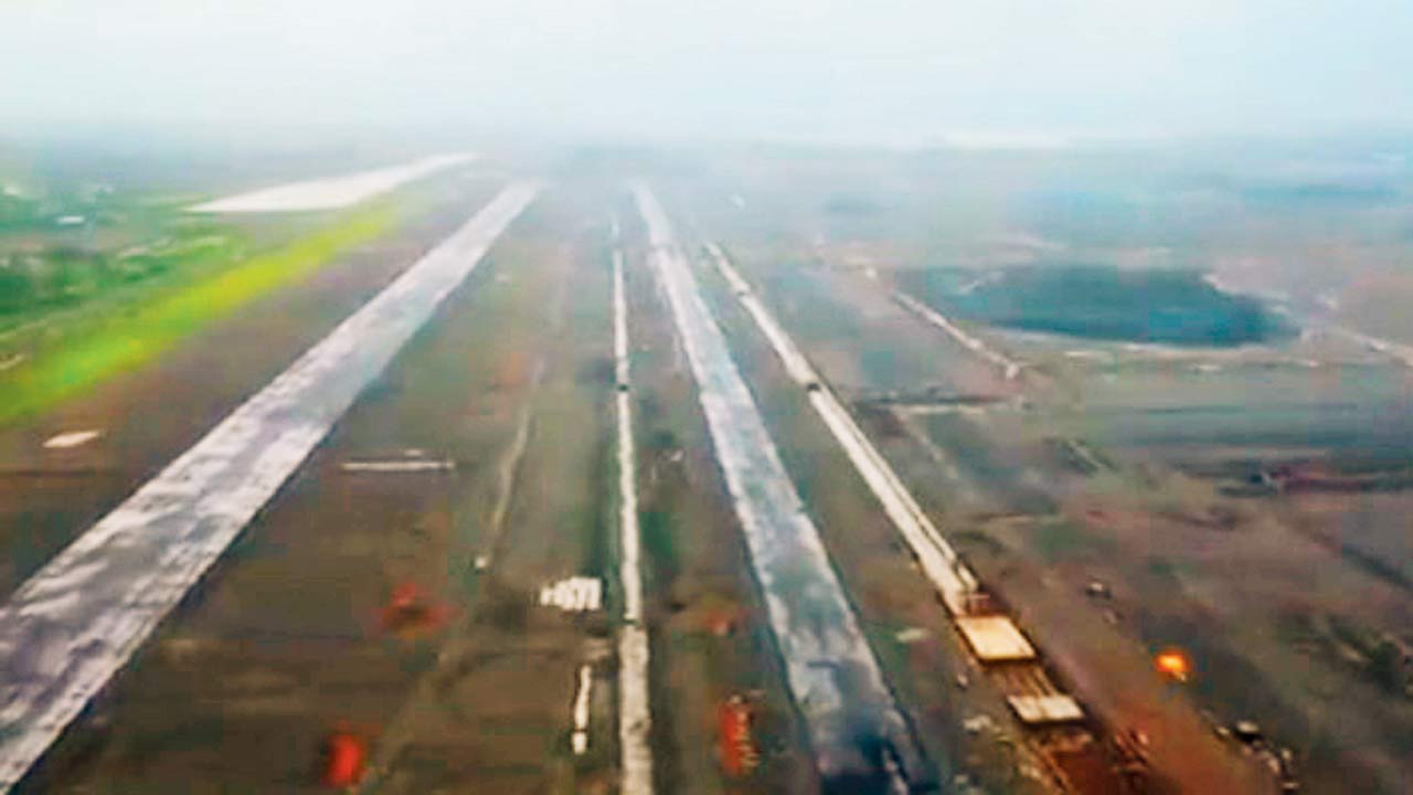 The runway of the DB Patil International Airport