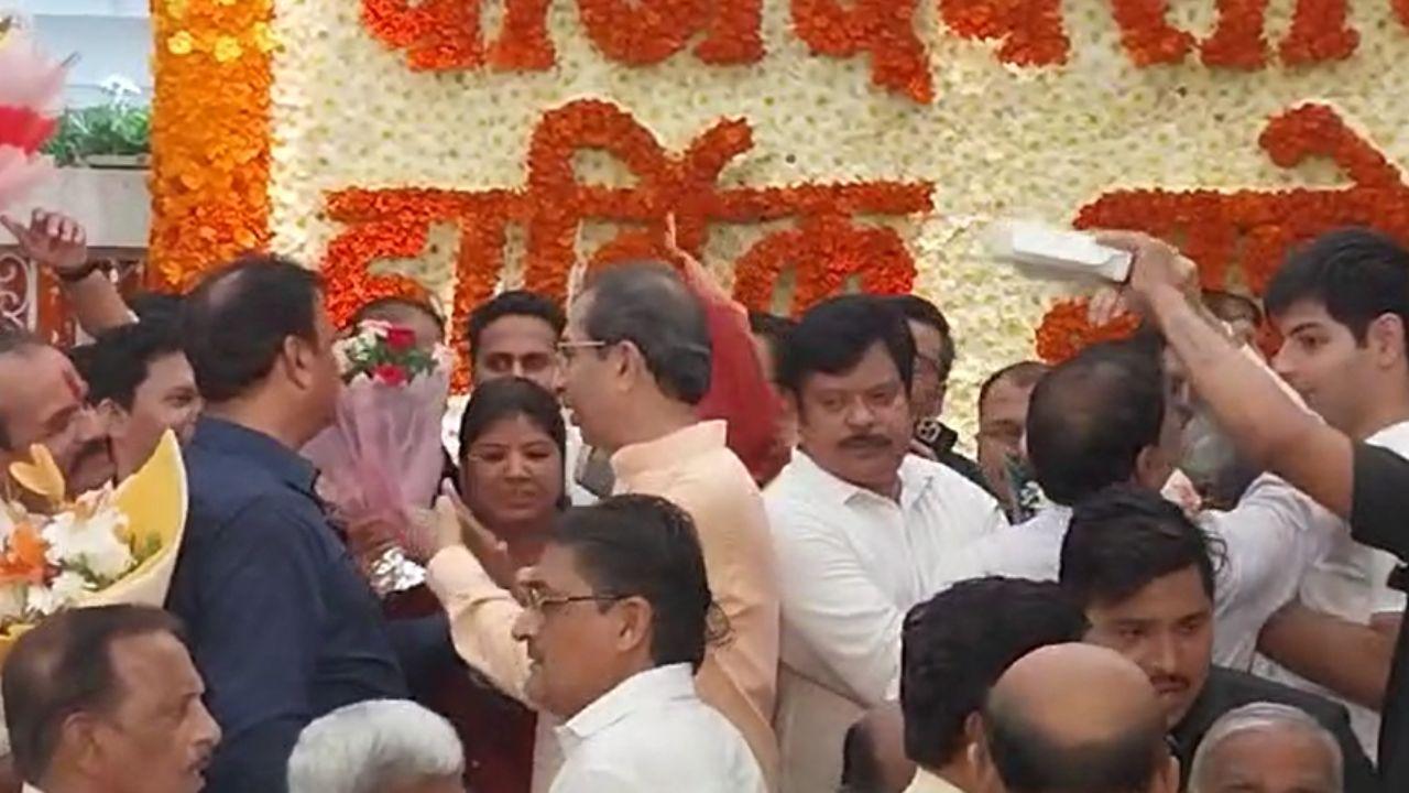 The atmosphere at Matoshree was festive, with chants and slogans celebrating their leader's special day.