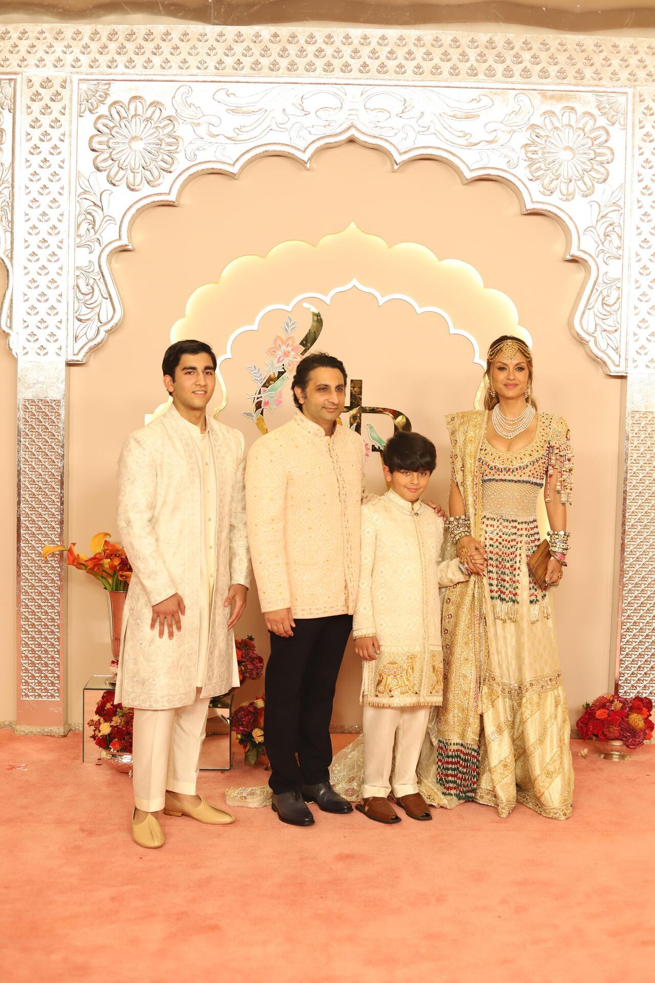 Natasha and Aadar Poonawalla arrive with their kids