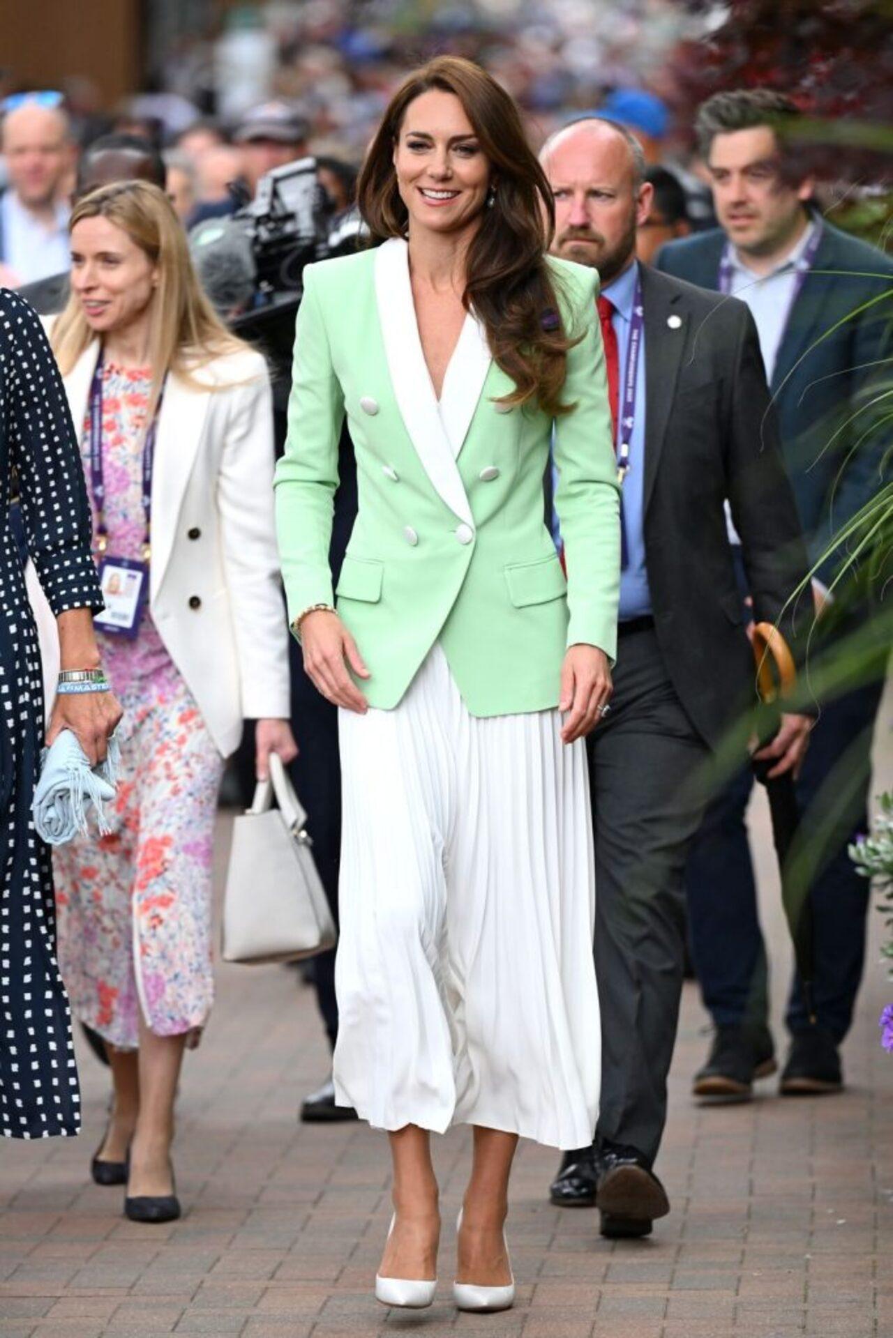 Kate Middleton, the Princess of Wales, has always been prim and proper for her public appearances with not a single hair out of place. In 2023, Kate opted or a lime green blazer paired with a straight white skirt