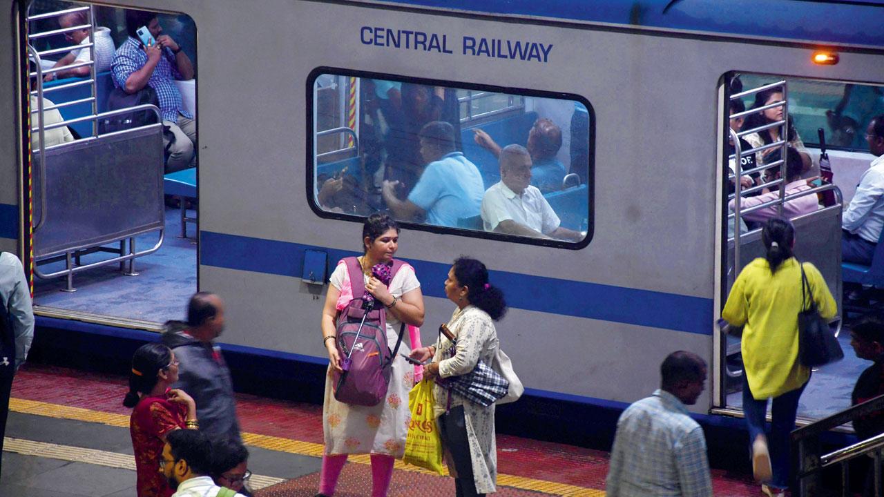 Commuters in an air-conditioned train at the Chhatrapati Shivaji Maharaj Terminus. File Pic/Ashish Raje