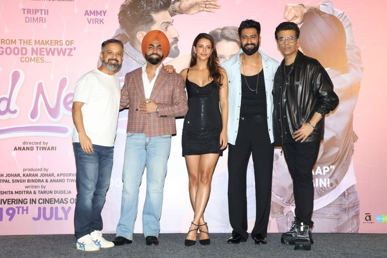 The entire team including Ammy Vik, Karan Johar, Vicky Kaushal and Triptii Dimri was present at the trailer launch event of Bad Newz