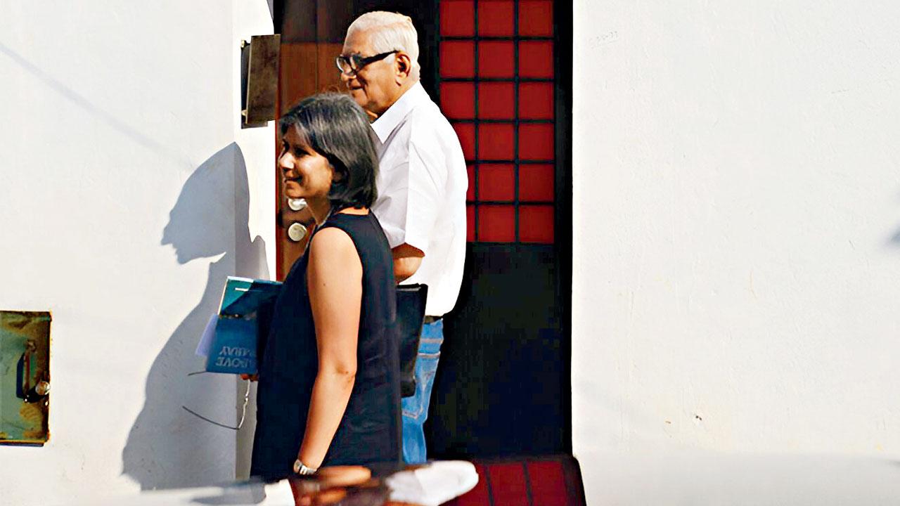 Correa with his daughter,  Nondita, outside the Charles Correa Foundation office in Panaji
