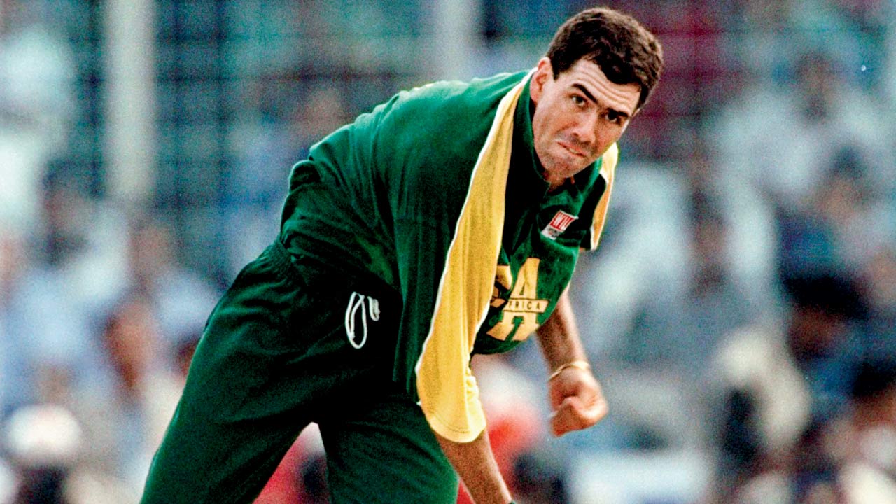South Africa captain Hansie Cronje bowls during the Wills International Cup final against West Indies at the Bangabandhu National Stadium in Dhaka on November 1, 1998. PIC/GETTY IMAGES