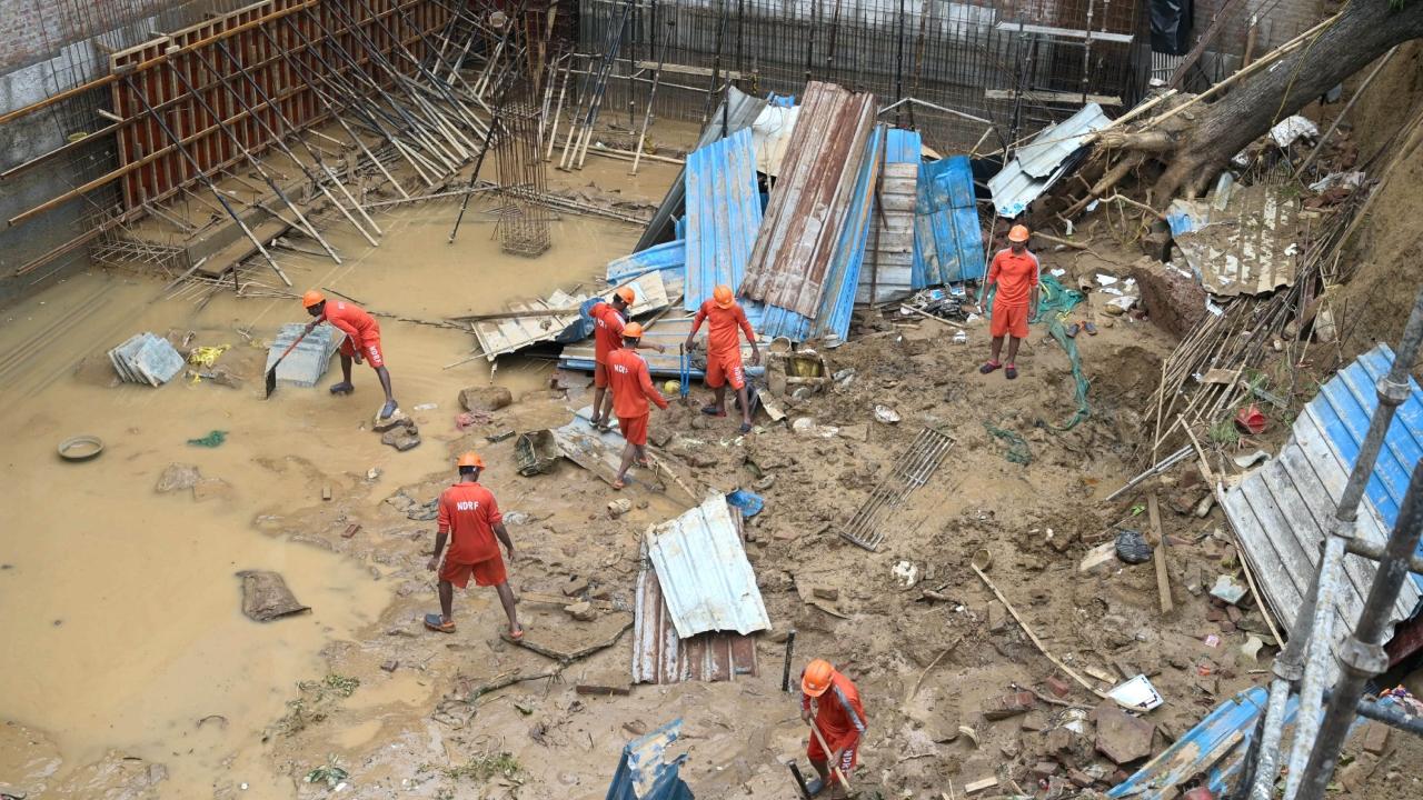 DFS officials said the bodies of three labourers have been pulled from the rubble. Two of them have been identified as Santosh Kumar Yadav (19) and Santosh Kumar (20)