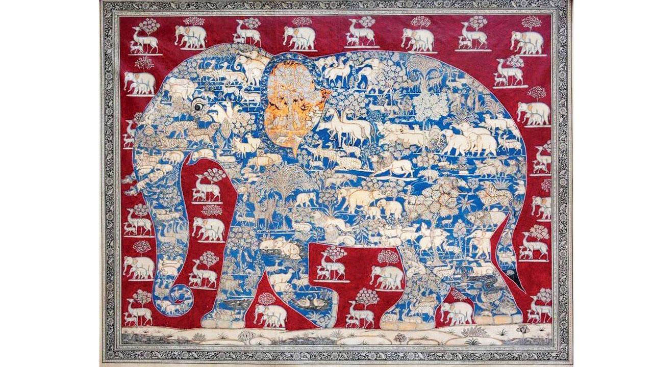 Elephant Jungle by Gitanjali Das, tussar on silk 