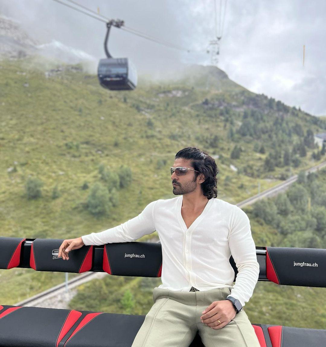 The actor wore sporty shoes and tied his hair up. He added glasses, which added a touch of glam to his look