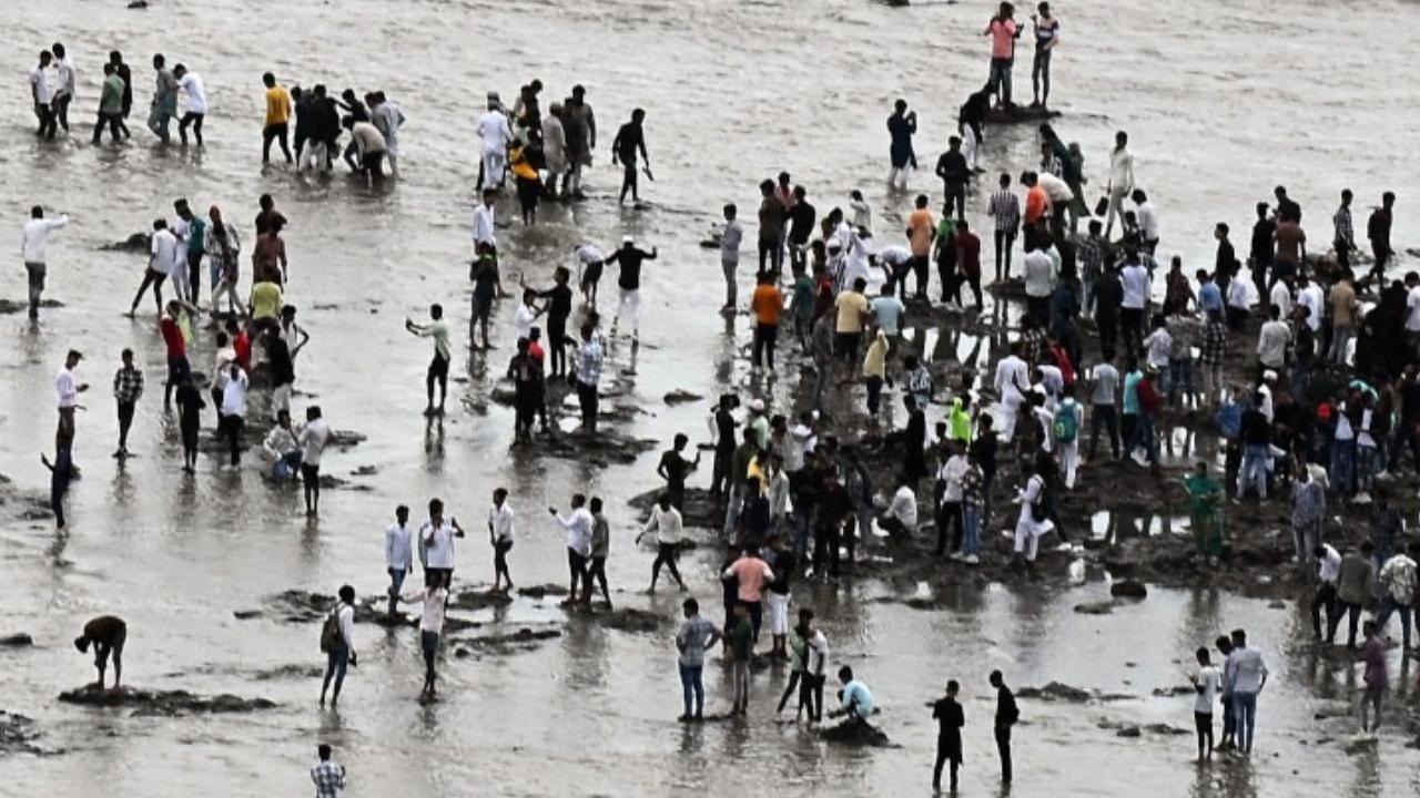 People were  immersed in devotion and joy at Haji Ali Dargah. They offered prayers and exchanged greetings after offering their prayers.
