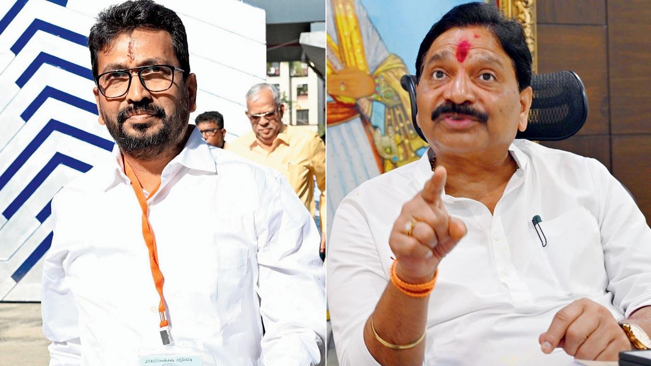 Shiv Sena (UBT) candidate Amol Kirtikar at the NESCO centre in Goregaon East on June 4. Pic/Satej Shinde; (right) Shiv Sena MLA Ravindra Waikar at his office. Pic/Atul Kamble
