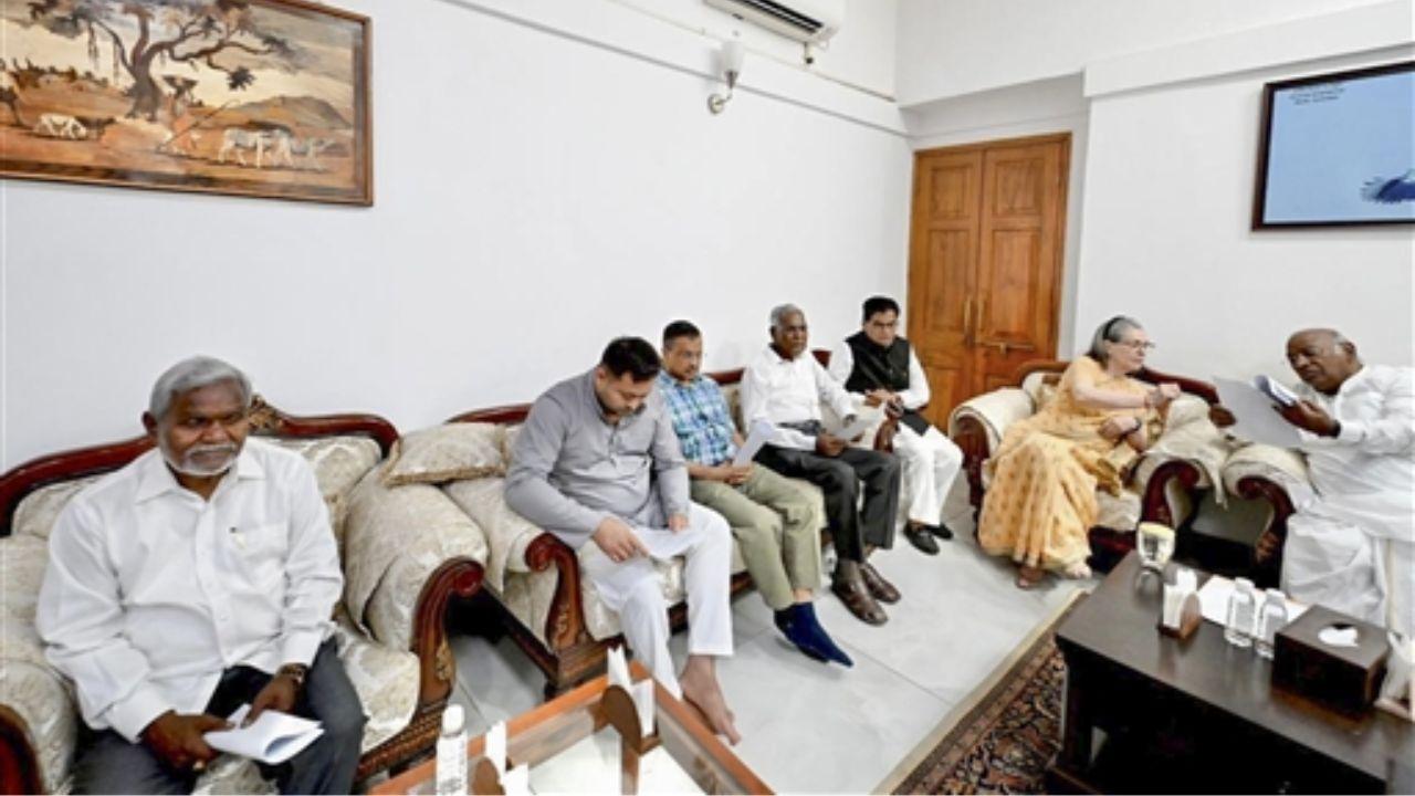 The meeting was attended by prominent leaders such as Sonia Gandhi, Rahul Gandhi, K C Venugopal, Priyanka Gandhi Vadra, Akhilesh Yadav, Tejashwi Yadav, and others, highlighting the unity and coordination among opposition parties.