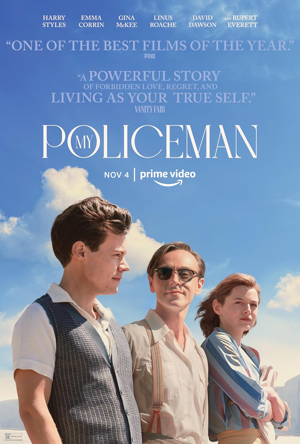 My Policeman is set in the 1950s and explores a forbidden love triangle between a policeman named Tom, his school teacher Marion, and museum curator Patrick.