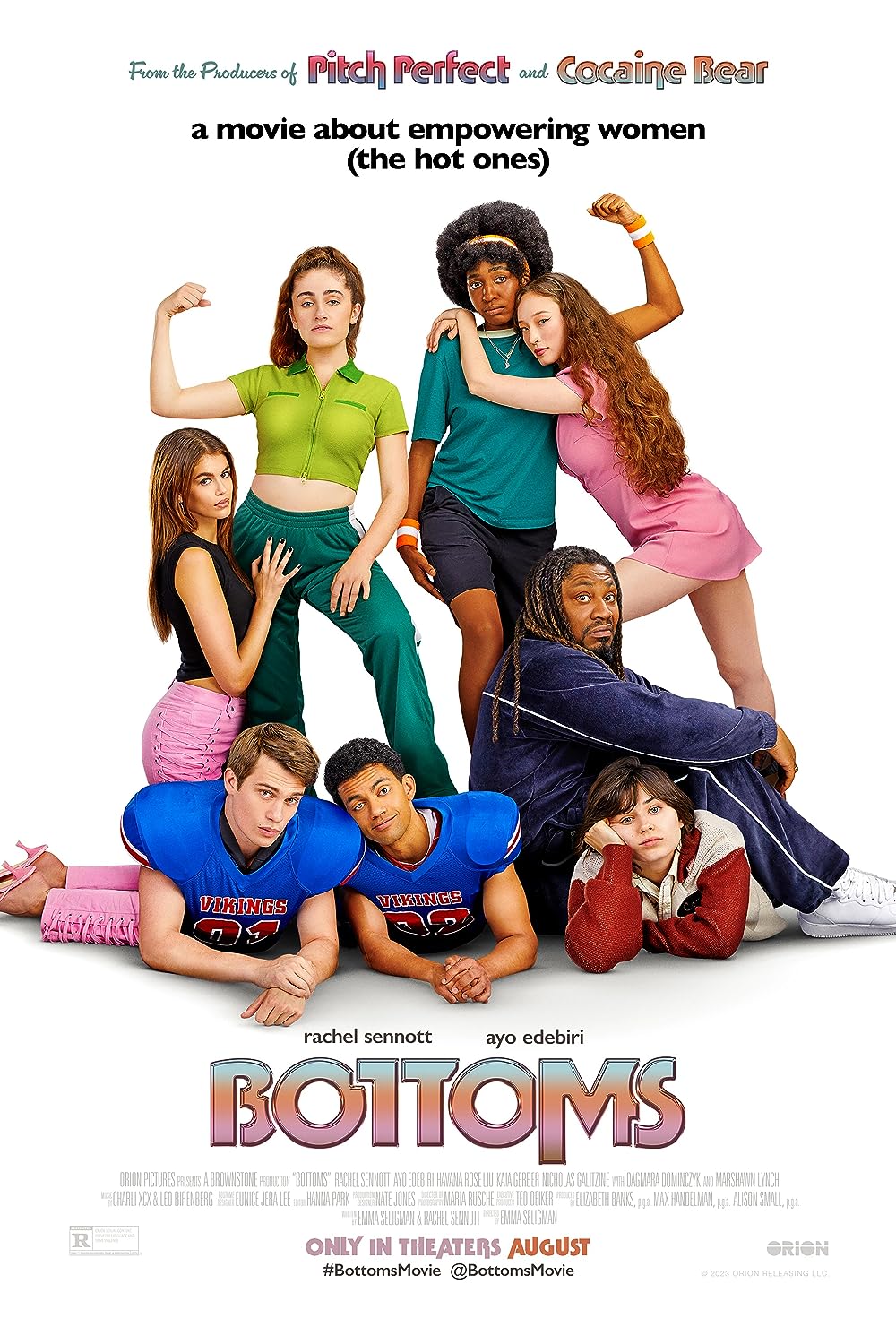 Bottoms is a teen comedy starring Ayo Edebiri and Rachel Sennott as PJ and Josie. PJ and Josie start a fight club as a way to lose their virginity to cheerleaders.