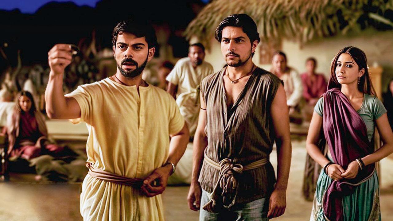 The artworks reimagine Indian cricket players in Lagaan