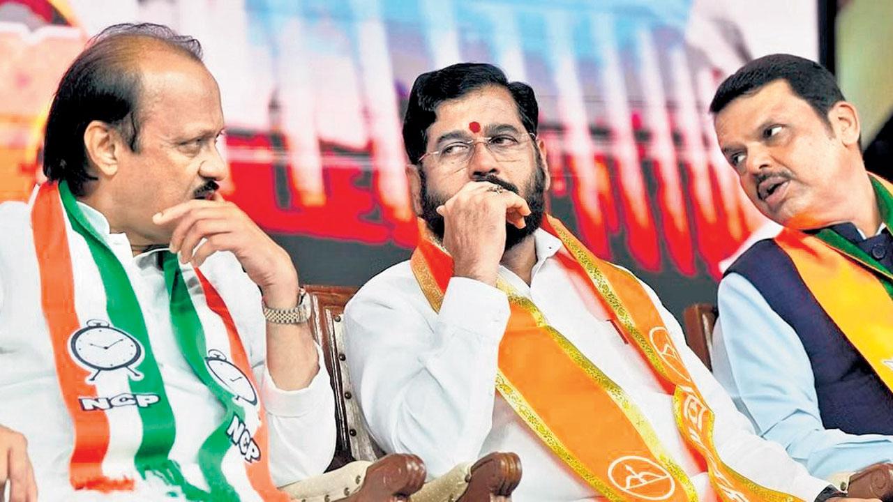 The Mahayuti leaders during the Lok Sabha elections. File pic