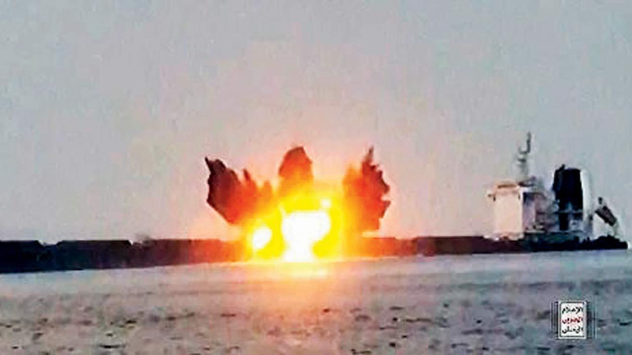Merchant ship damaged by Houthi drone