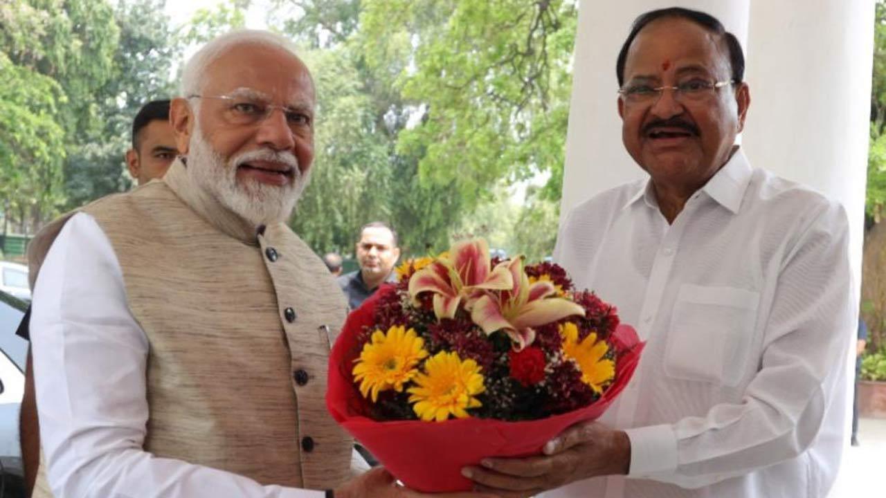 PM Modi calls on former VP M Venkaiah Naidu in Delhi