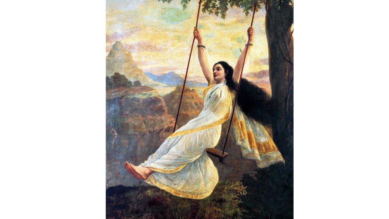 Anjanibai Malpekar was the inspiration for this Raja Ravi Varma portrait. Pic Courtesy/Wikimedia Commons