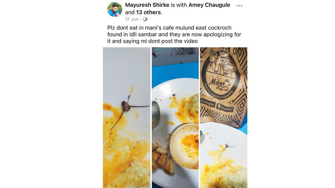 Mumbai: Man booked for extorting cafe over roach in food