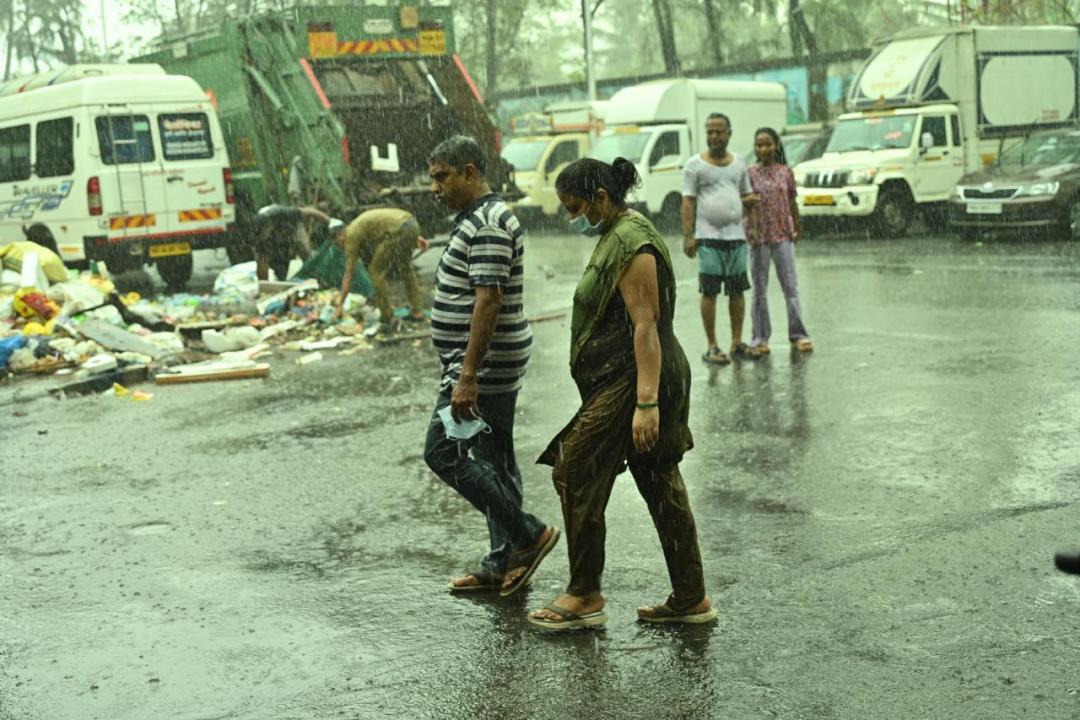 Partly cloudy sky with light rainfall and thundershowers likely today