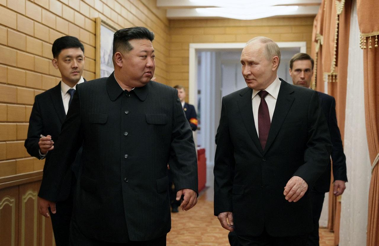 Putin was met at Pyongyang's airport by North Korean leader Kim Jong Un. They shook hands and embraced, and Kim later joined Putin in his car to personally guide him to Pyongyang's Kumsusan State Guest House, North Korea's official Korean Central News Agency said. The agency described their meeting as a historic event that demonstrates the 