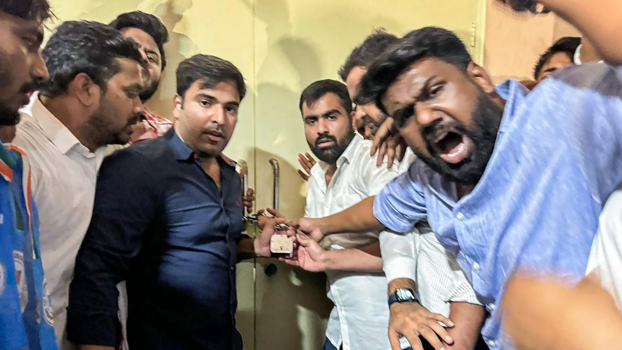 NEET-UG row: NSUI members barge into NTA headquarters, lock its office in protest