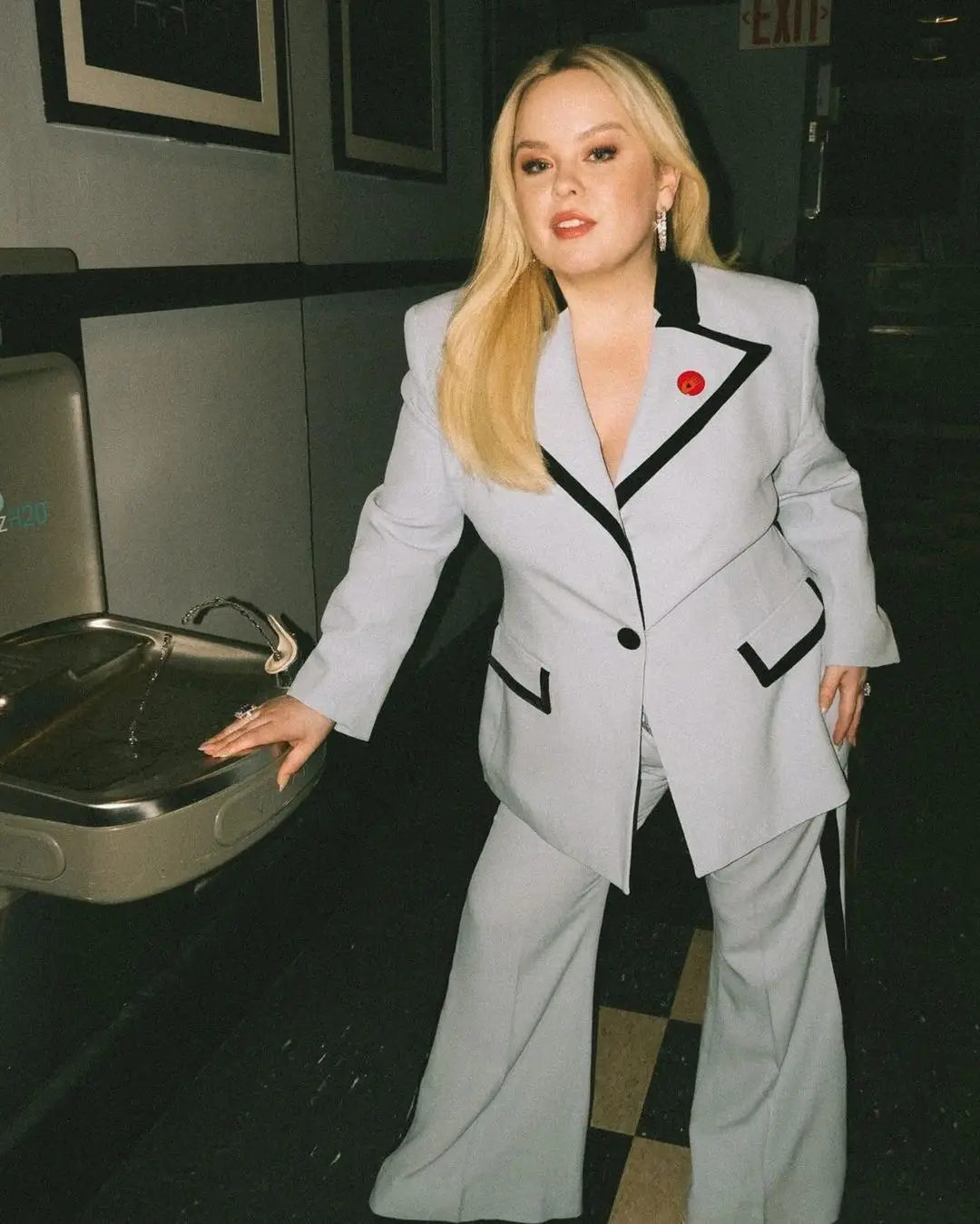Nicola Coughlan donned a stunning icy-blue Nina Ricci gown while appearing on Late Night with Seth Meyers to promote 'Bridgerton'.