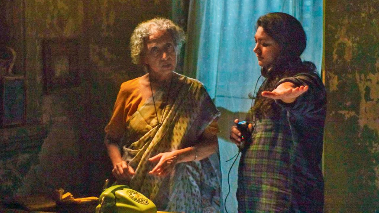 Nidhi Saxena (right) and Bhadra Basu during the filming of the movie 