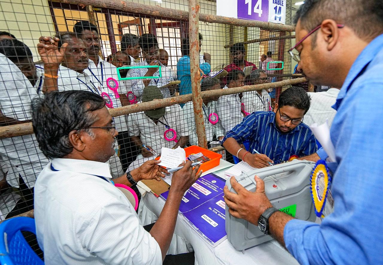 The counting for State Legislative Assemblies of 175 Assembly constituencies in Andhra Pradesh and 147 Assembly constituencies in Odisha and results of bypolls in 25 Assembly constituencies also began