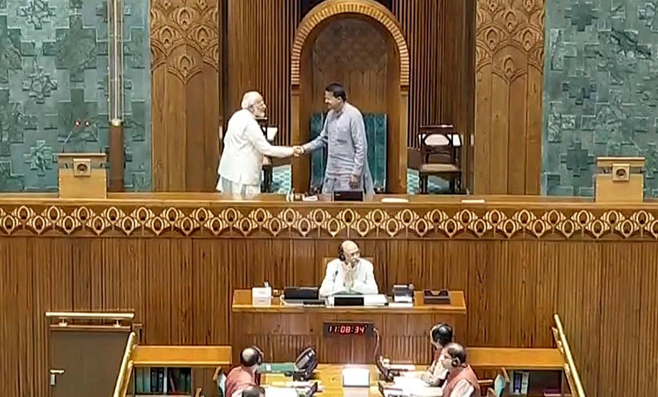 Earlier in the day, B Mahtab took oath as member of the new House as well as that of pro-tem speaker at Rashtrapati Bhavan