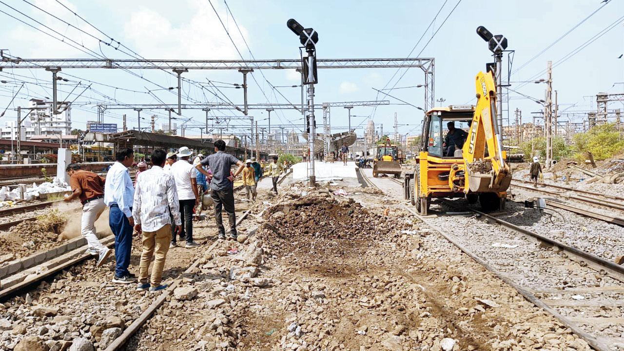 Work being carried out at CSMT. File Pic/Rajendra B. Aklekar