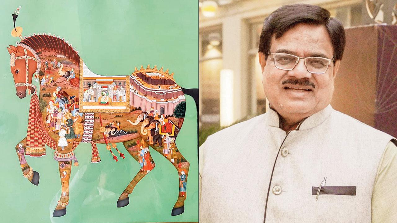 Mythological Horse by (right) Shakir Ali blends Mughal miniatures with nature