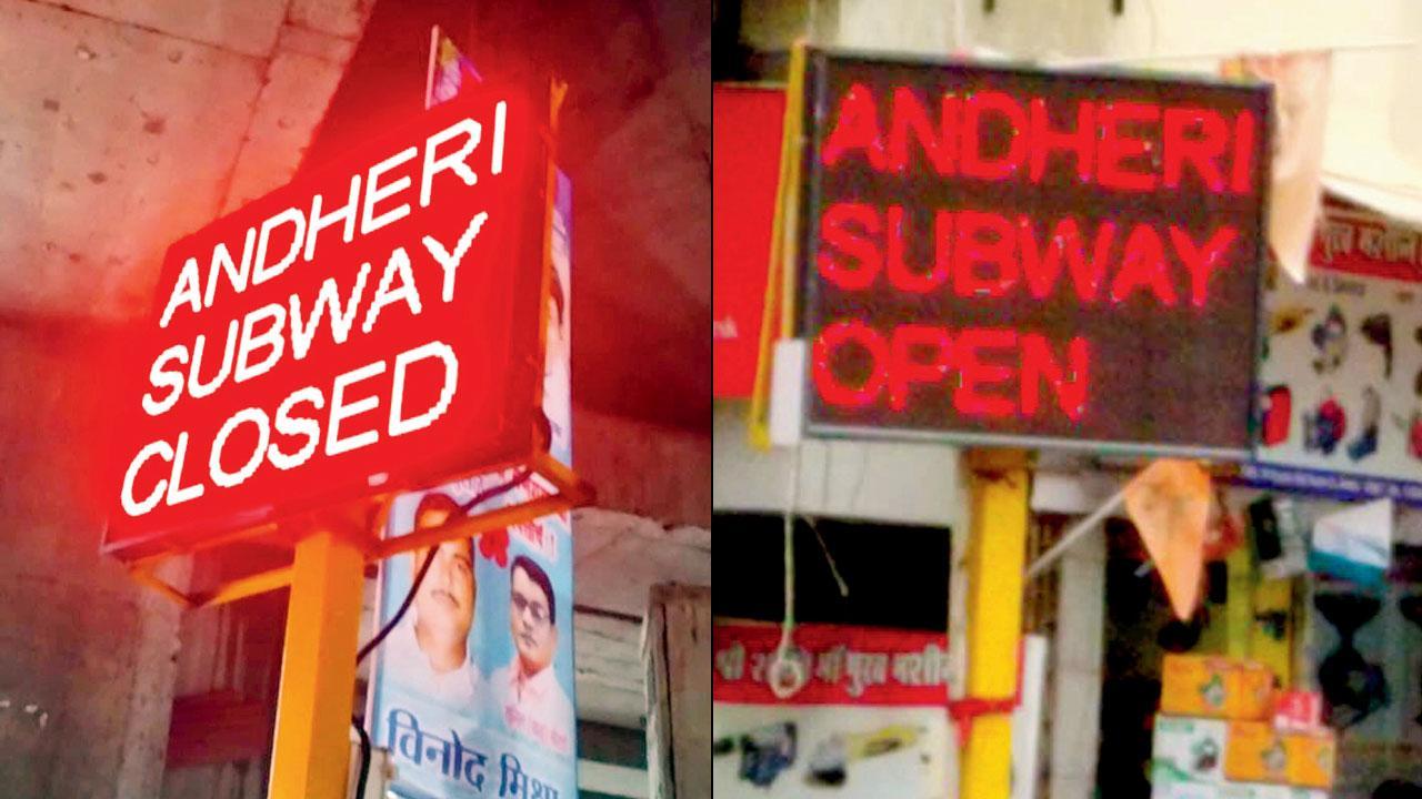 Mumbai: Signboards to display status of Andheri subway on rainy days