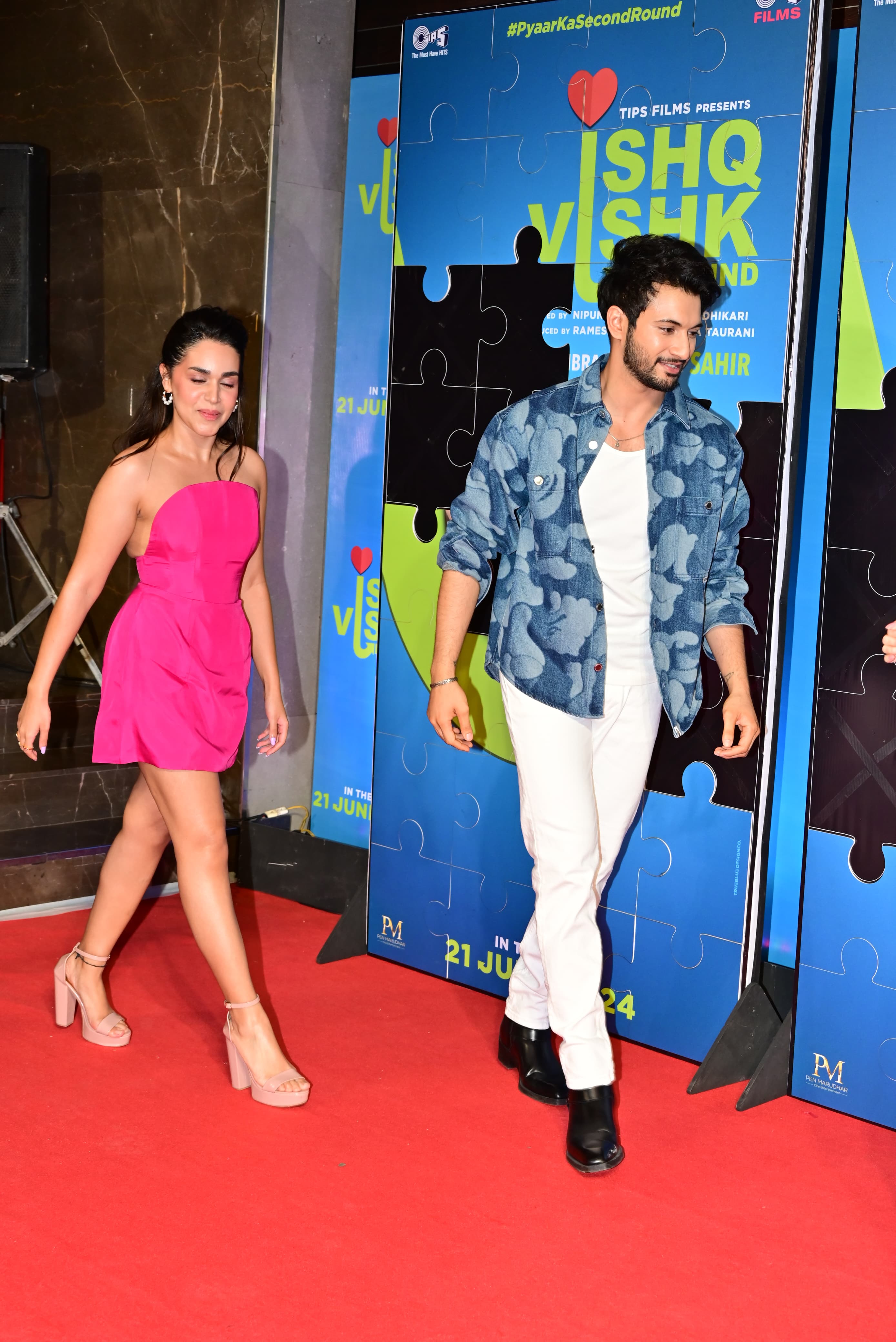 Rohit Saraf opted for white outfit with blue jacket while Naila Grrewal chose a pink dress to ace her look