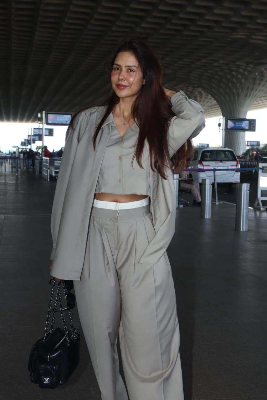 Sonam Bajwa was photographed at Mumbai airport as she jets off from the city