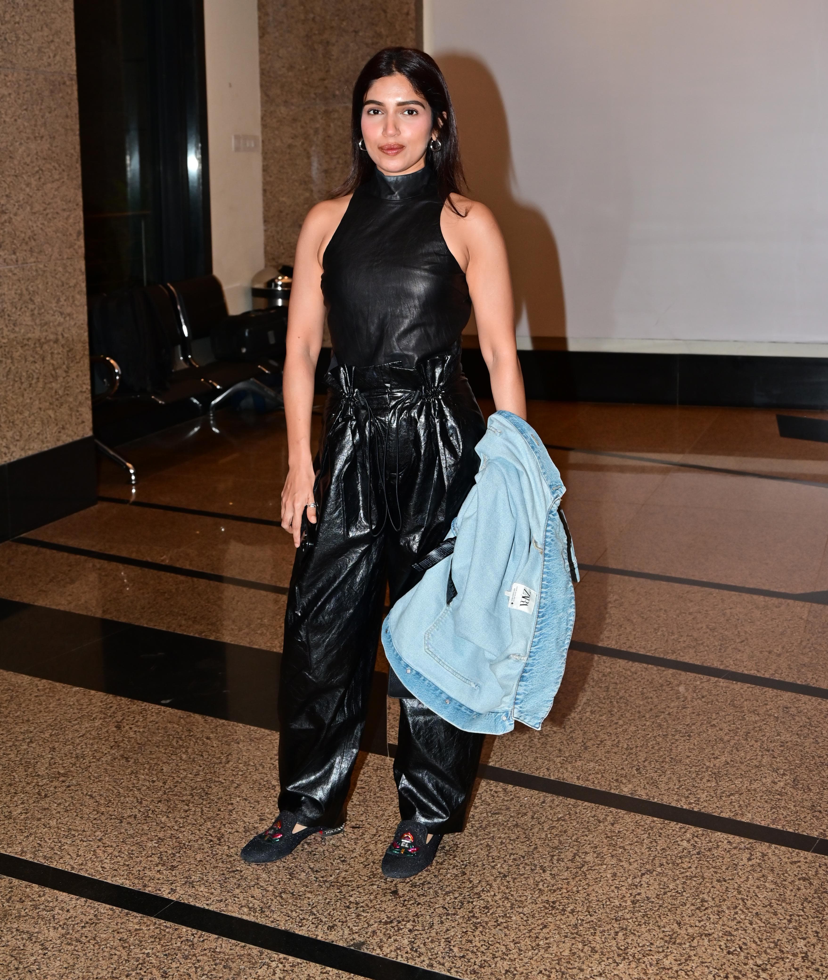 Bhumi Pednekar wore a shiny black outfit as she went out and about in the city