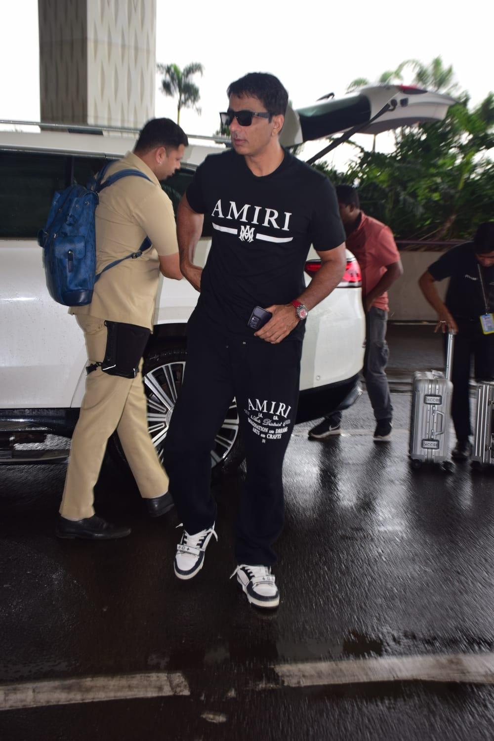 Sonu Sood was snapped at Mumbai airport as he jetted off from the city