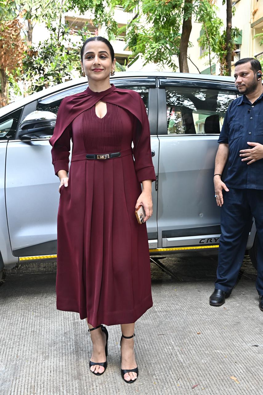 Evergreen star Vidya Balan looked stunning in a brown gown as she got papped