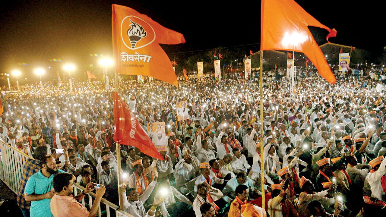 Shiv Sena (UBT) workers attending a rally. File pic/Satej Shinde